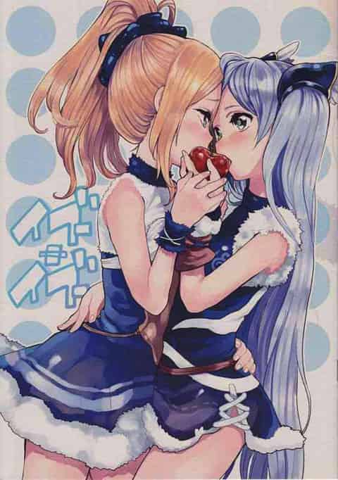 【エロ漫画】イズイズ姉妹はとっても仲良し！イズンにリンゴを口移しされて、勢いでそのままキスしていまい思わずうっとり…